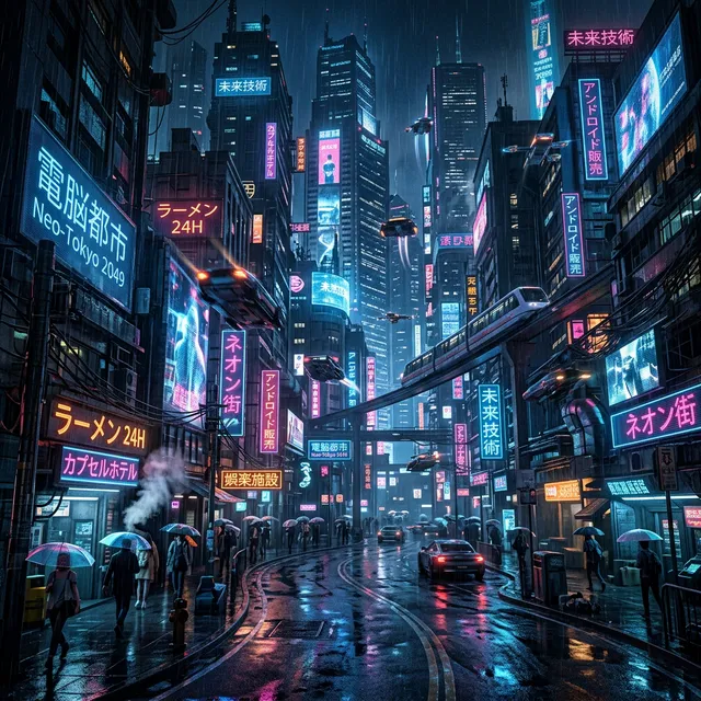 Cyberpunk and futurism concept art sample