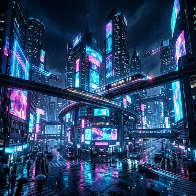 AI generated image of a sci-fi city