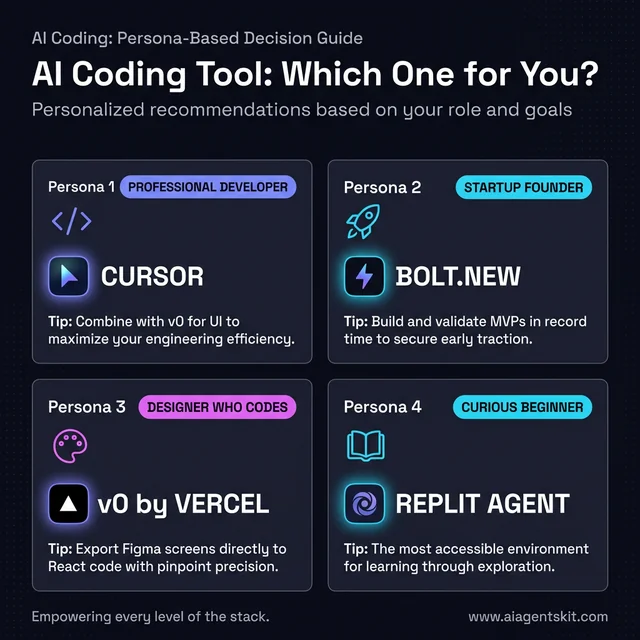 AI Coding Tool Persona-Based Decision Guide: Selecting the right platform for Developers, Founders, Designers, and Beginners