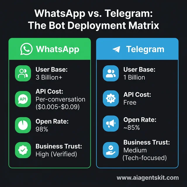 WhatsApp vs Telegram Comparison: Reach, API Cost, and Business Trust matrix