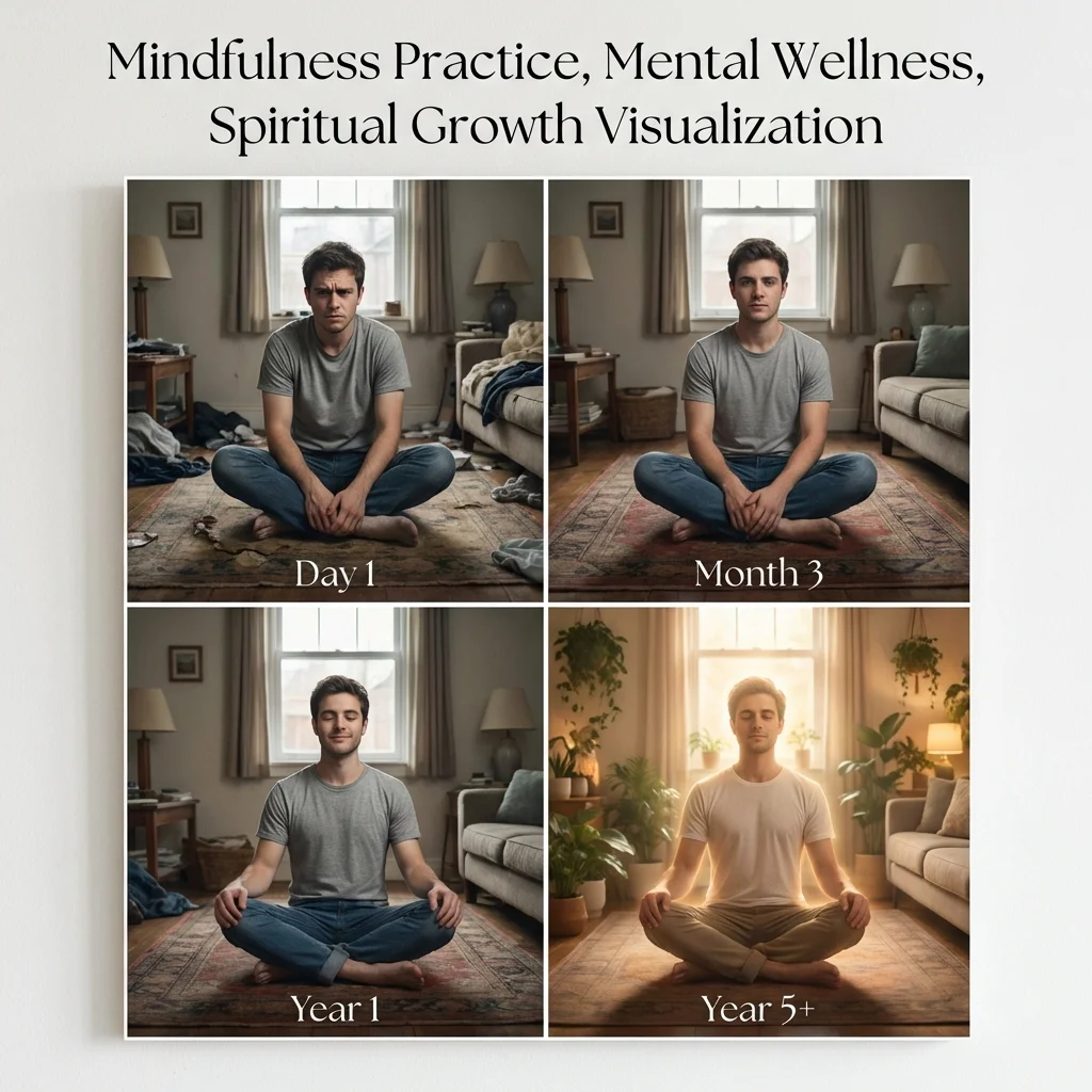 Nano Banana collage showing 100 days of meditation progress