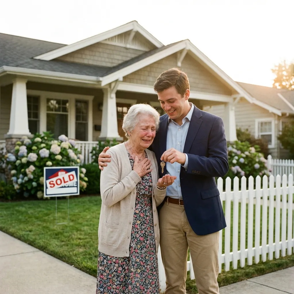 Emotional moment of son giving house keys to mother generated with Nano Banana AI prompts