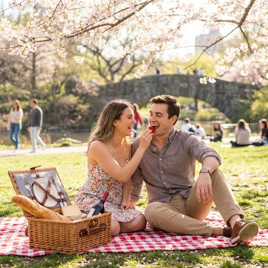Nano Banana romantic picnic scene in Central Park